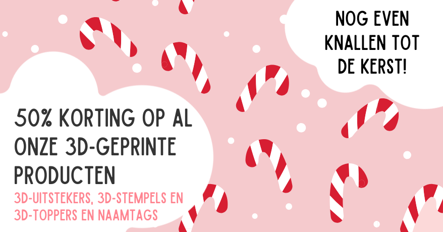 50% korting op 3D stempels, uitstekers en taarttoppers