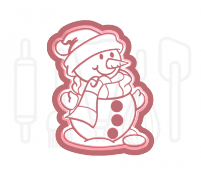  Sneeuwpop met kerstmuts uitsteker + stempel - 3D geprint, fig. 1 