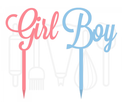  Cupcakeprikker - Gender reveal Girl & Boy 12 stuks, fig. 1 
